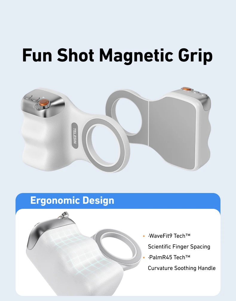 TELESIN Camera Handle Grip Wireless Bracket with Zoom Remote Switch Phone Shooting Mode Magnetic Phone Handle