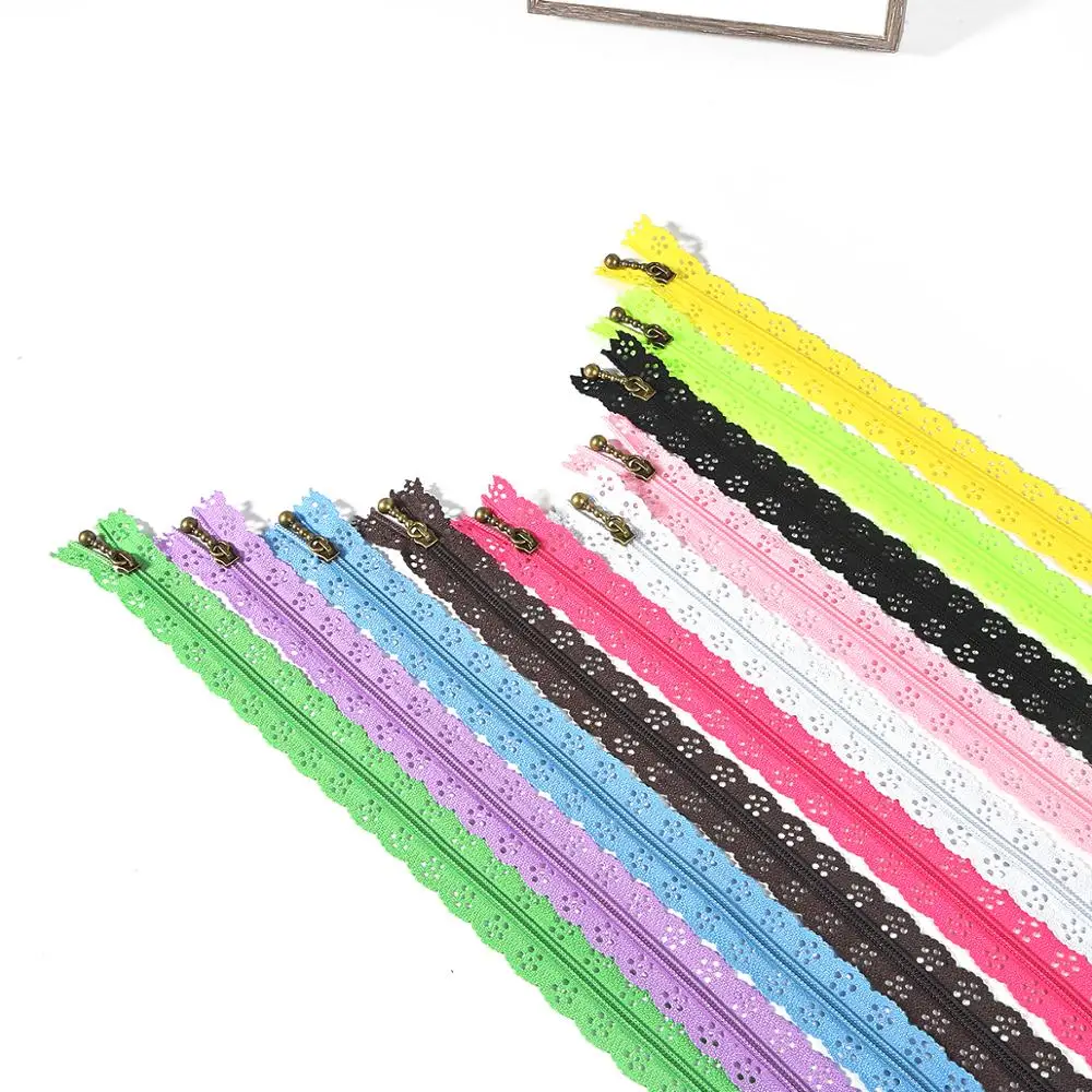 10Pcs 20cm Lace Closed End Zippers Nylon For Purse Bags Multicolor DIY Sewing 