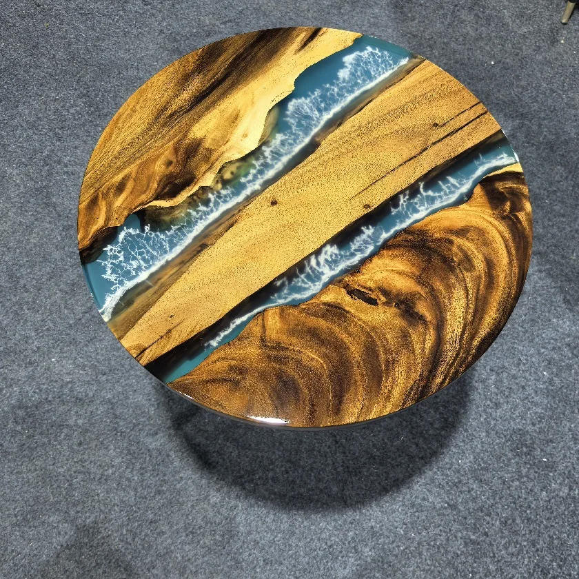 Luxury Modern Dining Room Table Artistic Style Walnut Wood Epoxy Resin Natural Sustainable Furniture Solid Wood River Table