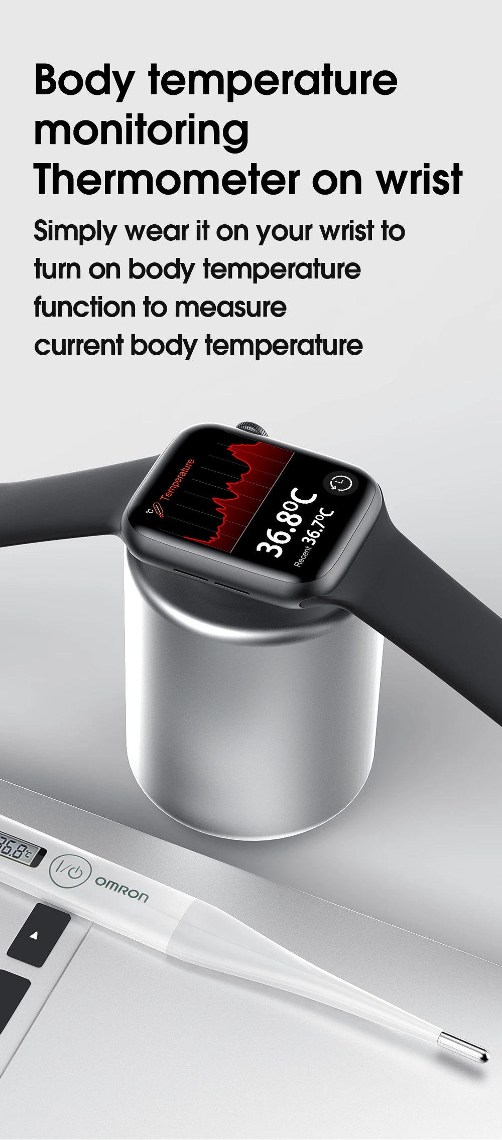 W26 smartwatch IWO BT Call waterproof 1.75 inch ECG series 6 5 body temperature reloj bracelet 44mm Smart Watch For dropship