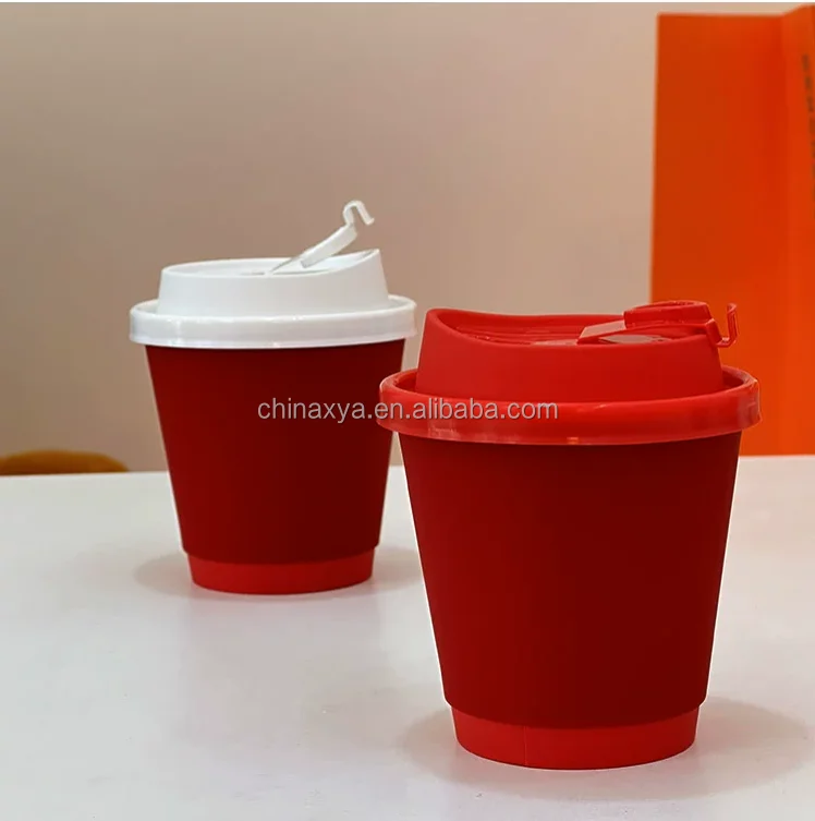 high quality Red Printed Eco Friendly 8oz Disposable double Wall Tactile Paper Coffee Cup for Hot Drinks supplier