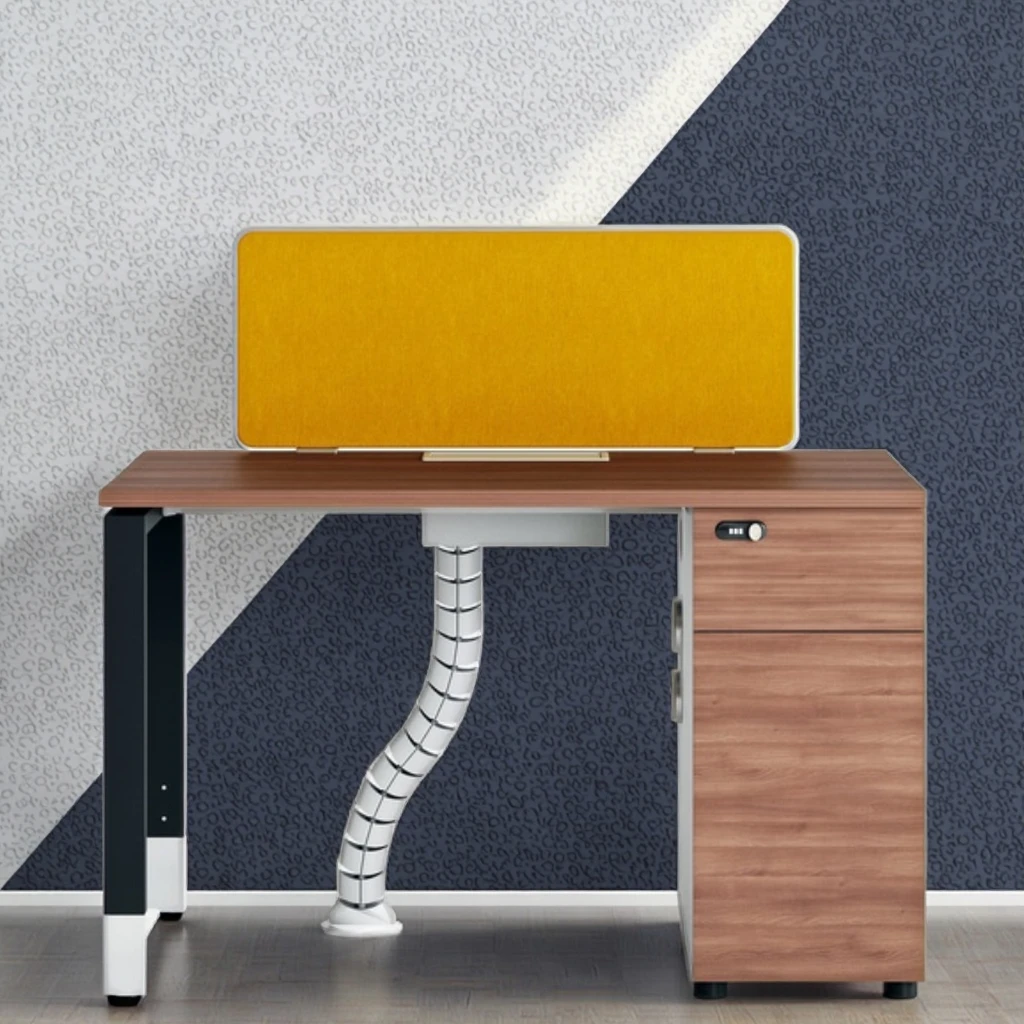 Single Row Office Desk Cabinet Storage Modern Computer Workstation Adjustable Steel Frame MFC Wood Furniture Space Saving 6