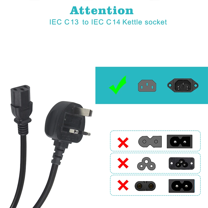 Receptacle Uk Dual Iec320 C13 Splitter Power Cord Cable 7
