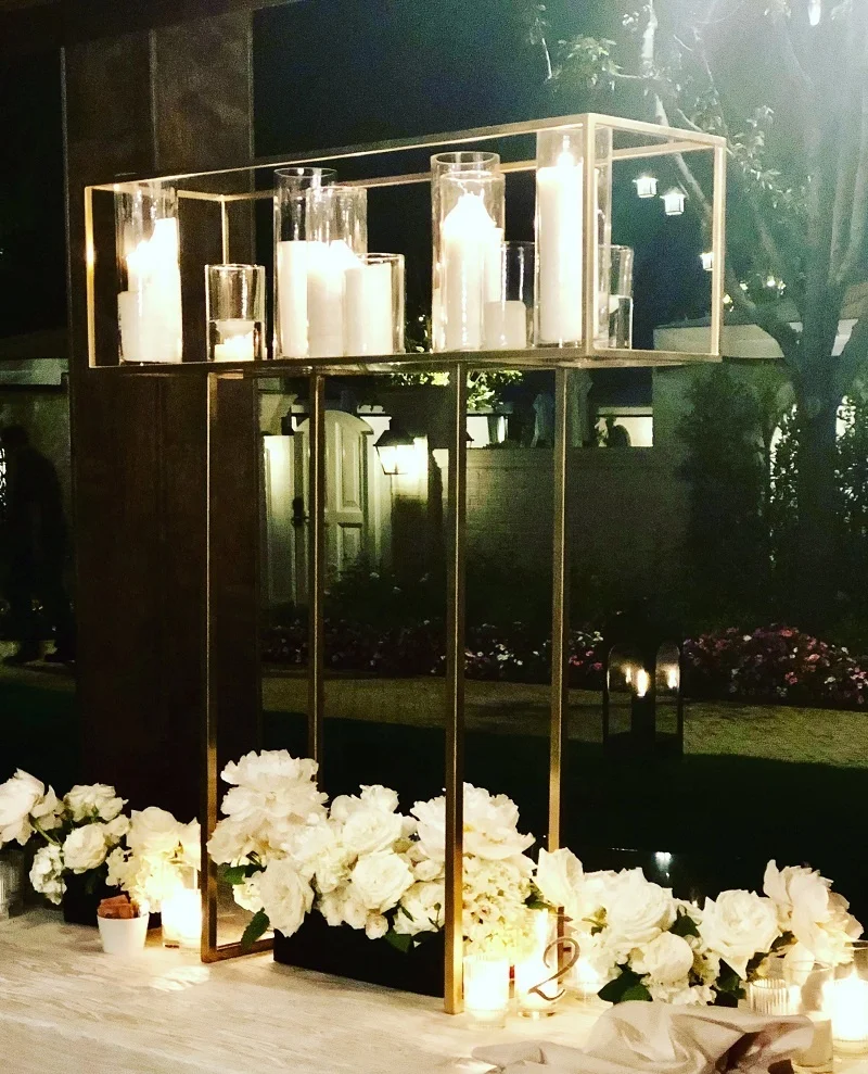 Wholesale Wedding Metal Tall Gold Flower Stand Pillar Table Centerpiece