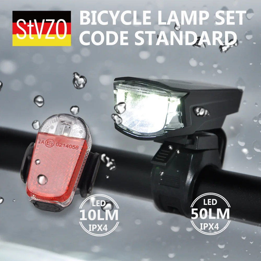 German StVZO Waterproof usb rechargeable bicycle led rear head tail handle bar lights set silicone bike accessories light details