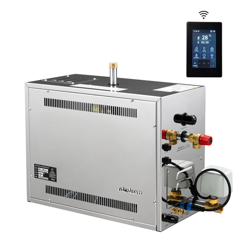 WiFi Bluetooth Controlled 12KW Smart Electric Sauna Steam Bath Generator Modern Turkish Finnish Hammam Spa Shower Steam