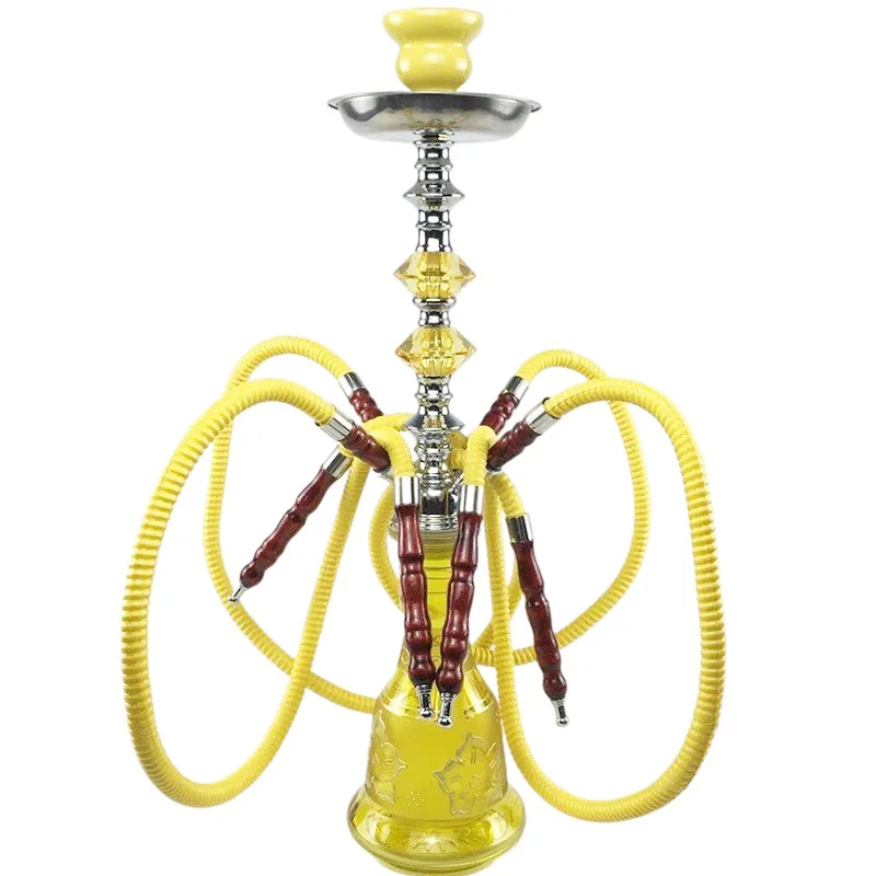 Smoke Shop Hookah High Quality Small Size Four Tube Egypt Classic Chicha Smoke Glass Metal