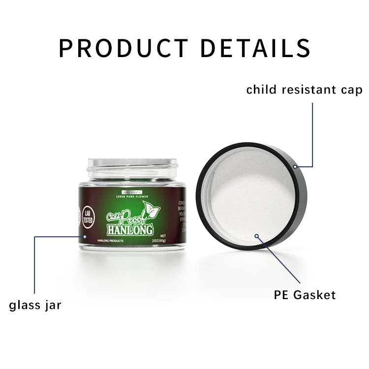 3.5g Glass Jar For Flower Child Resistant Jar Round Side Frosted Matte