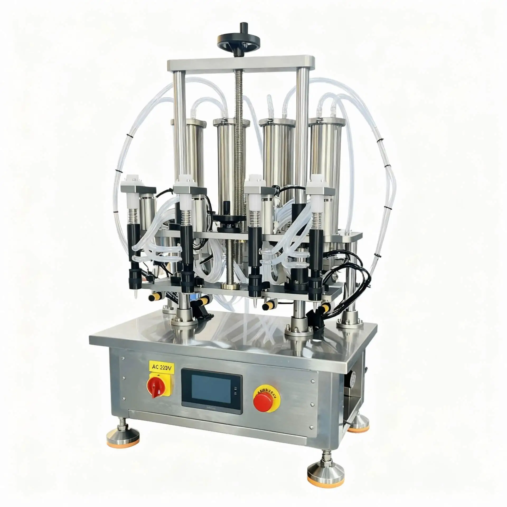 TEBAK Semi-Automatic Desktop 4 Heads Pneumatic Liquid Filling Machine, Benchtop Perfume Filling Equipment for Cosmetics