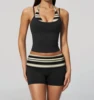 Black striped shorts sets