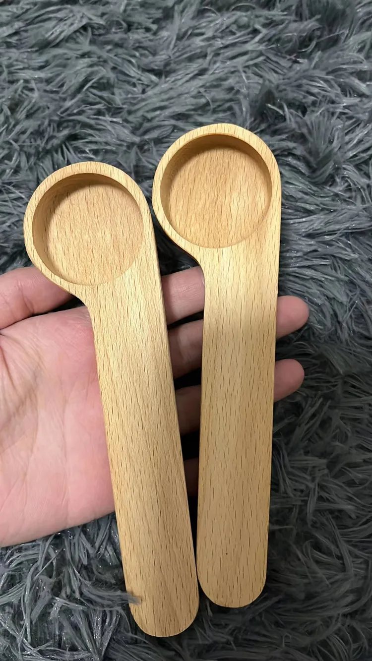 Natural Beech Wood Spoon 2in1 Measuring Spoon Wood Coffee Scoop With