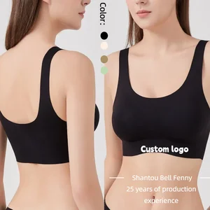 New Solid Color Sujetadores V-neck Wireless  Custom Logo Yoga Jelly Bra Laser Cut Vest Seamless BH Bra For Woman