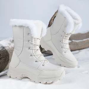 Women Winter Boots Waterproof Winter Mid-Calf Snow Boots Women Platform Shoes with Thick Fur Botas Mujer  High Top Boots