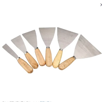 Industrial Grade Double Clip Putty Knife with Wooden Handle Stainless Steel Blade Shovel for Cleaning Mud Floor Hardware Tools