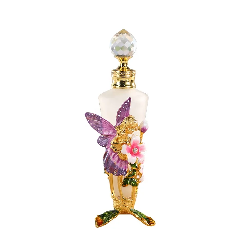 Patented High 25ml Metal Enamel Girl Fairy Angel Flower Perfume Attar  Frosted Essential Oil Bottles Refillable Glass Bottle25308