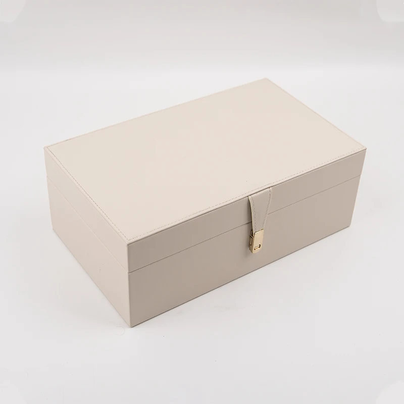 Luxury PU Leather Box Set Rectangular Wooden Storage Flip MDF Wooden Gift Box Handmade Box With SABER Certificate