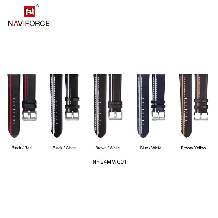 24mm Genuine Leather Strap Handmade Wrist Quick Release Watch Bands for NAVIFORCE Watch NF 24MM G01