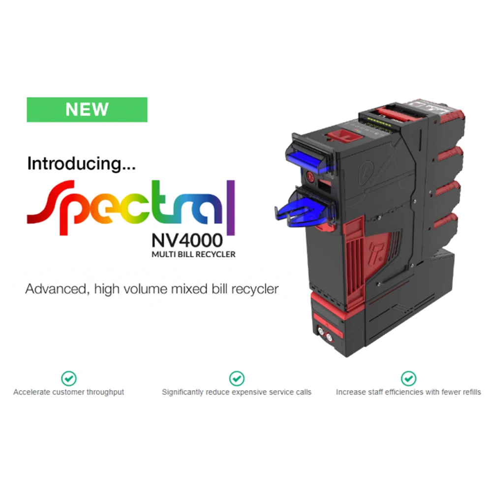 Spectral Payout SSP Protocols Direct USB Connect 420 Mixed Bills Recycling Capacity 1000 Bills Cashbox NV4000 Bill Acceptor