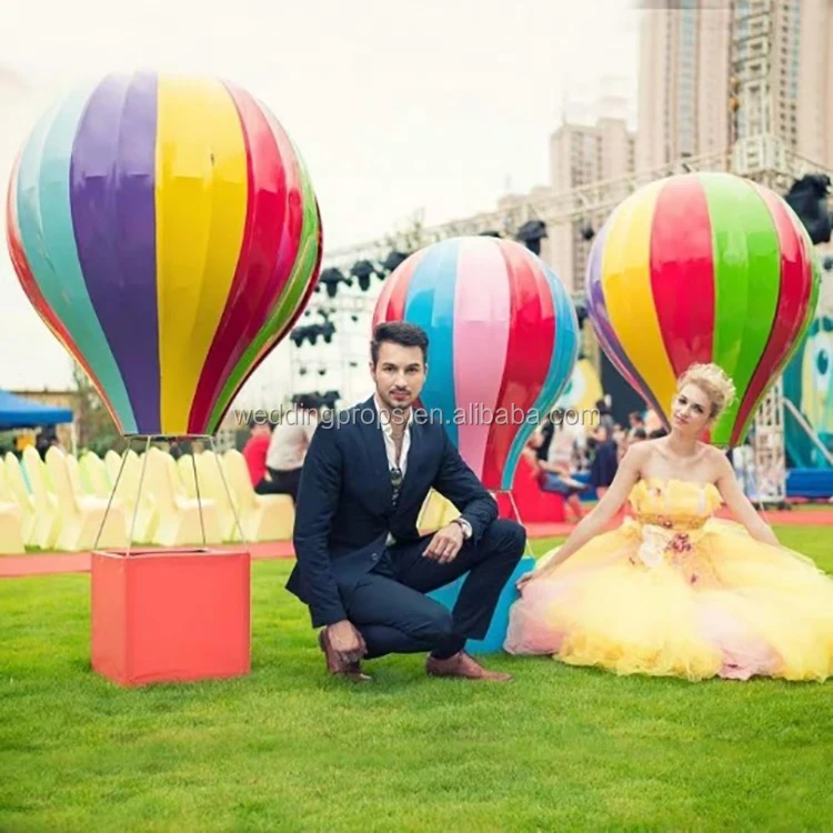 New Design Colorful Large Metal Resin Hot Air Balloon Statue for Park Outdoor Decoration