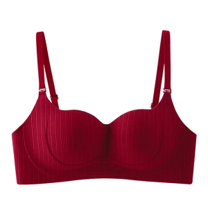 Women's Skin-Friendly Seamless Wireless Bras One-Piece Knitted Underwire Bra 3/4 Cup Adjustable Straps Sexy Breathable Thin