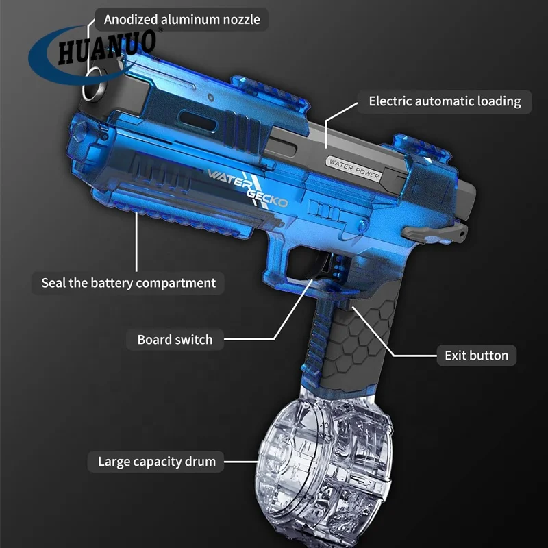 Pistolet à Eau électrique TOGETDREAM – 500 Ml, Portée 6 M, LED, Batterie 1200 MAh – Noir – Pour Adultes Et Ados