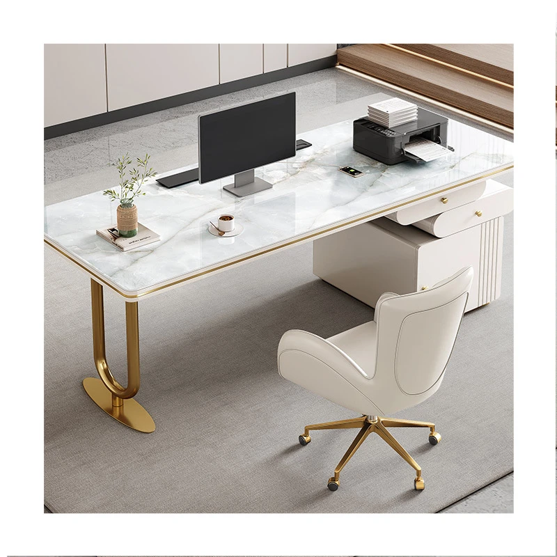 Italian Luxury Minimalist Desk Modern Simple Style Home Study Computer Desk with 1-Year Warranty Round Shape