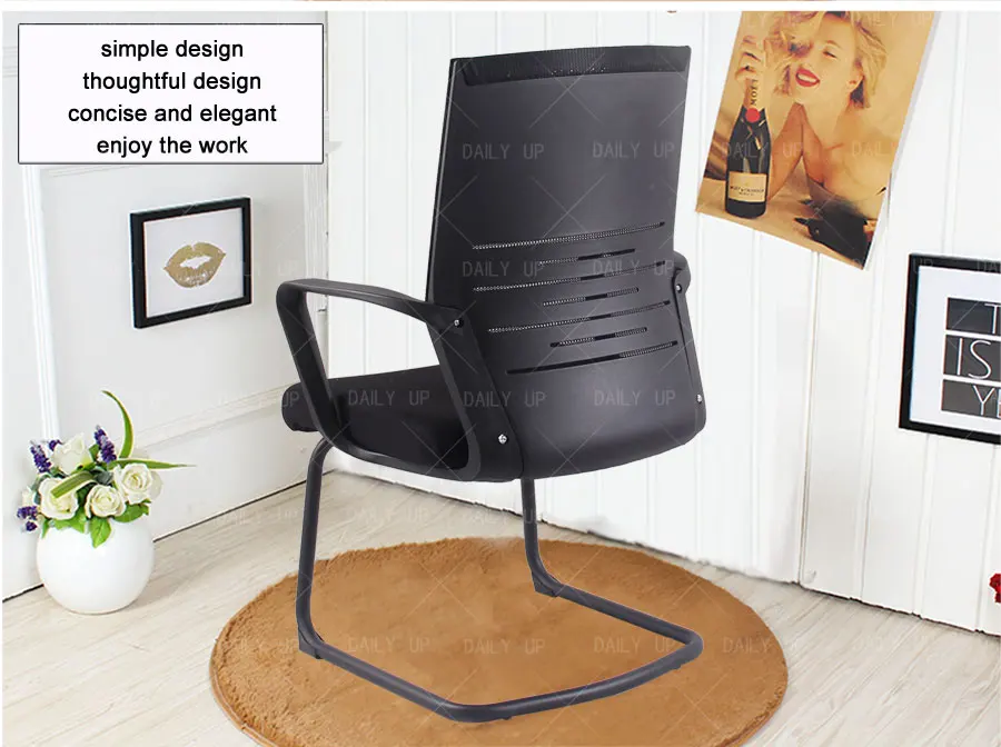 Sled Mesh Office Chair With Ergonomic Armrest And Breathable Backrest Executive Computer Chair For Reception Meeting Conference