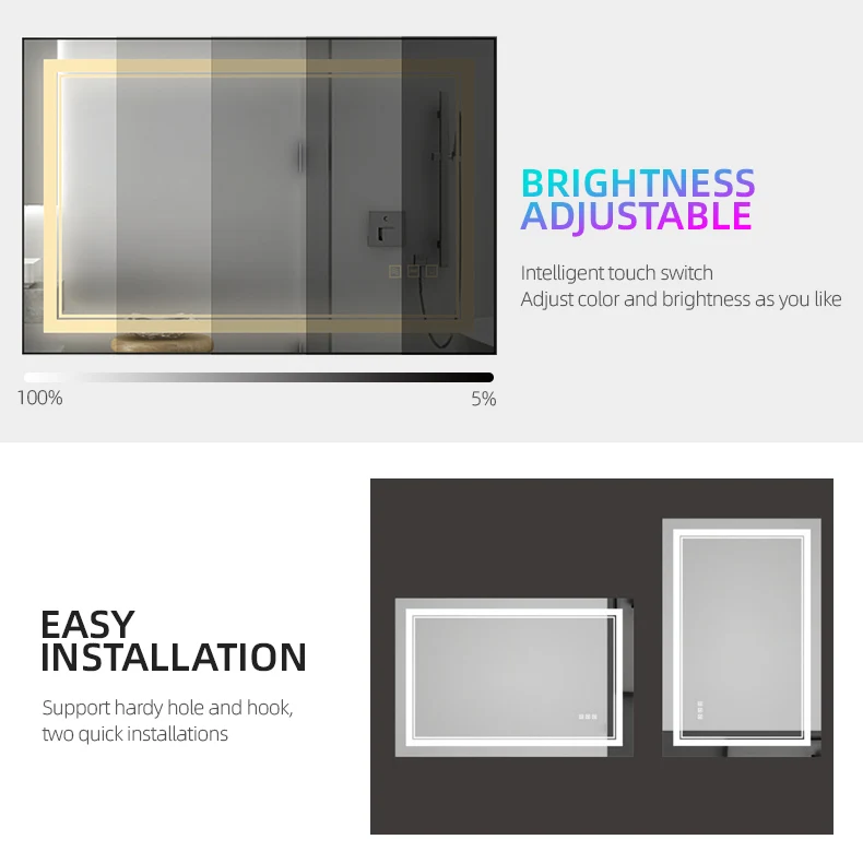 Custom Smart Touch Screen Vanity Wall Make Up Cosmetic Mirror Square