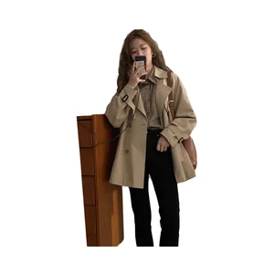 2026 Spring Boutique Autumn Women's Double Breasted Eco-Friendly Trench Coats New Korean Style Long Sleeve Short Windbreaker