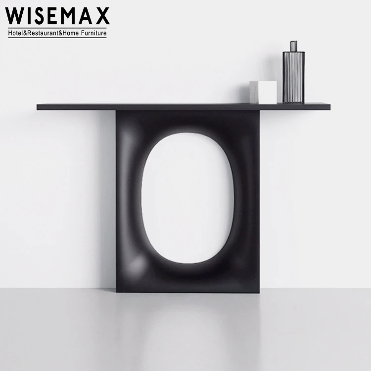 WISEMAX FURNITURE Light Luxury Modern Nordic Table for Living Room Hotel Marble and Fiber Glass Console Table