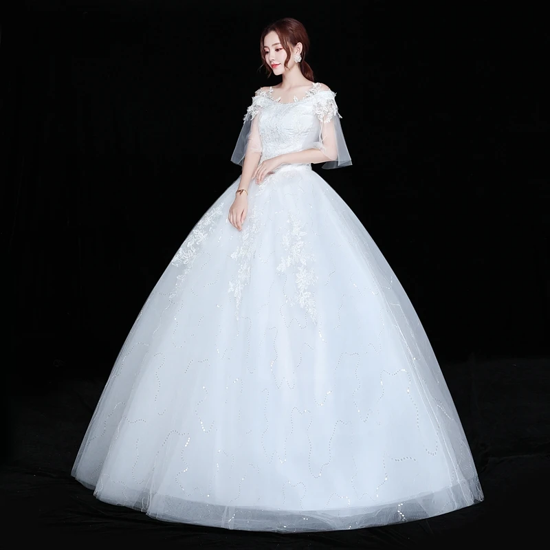 Classic Ball Gown Wedding Dress,Luxurious Wedding Gown with Cap Sleeve -  Wishingdress