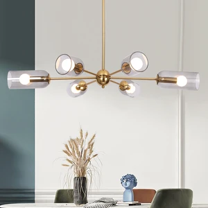 MEIYUN Minimalist Murano Modern Gold Metal Hand Blown Glass Chandelier
