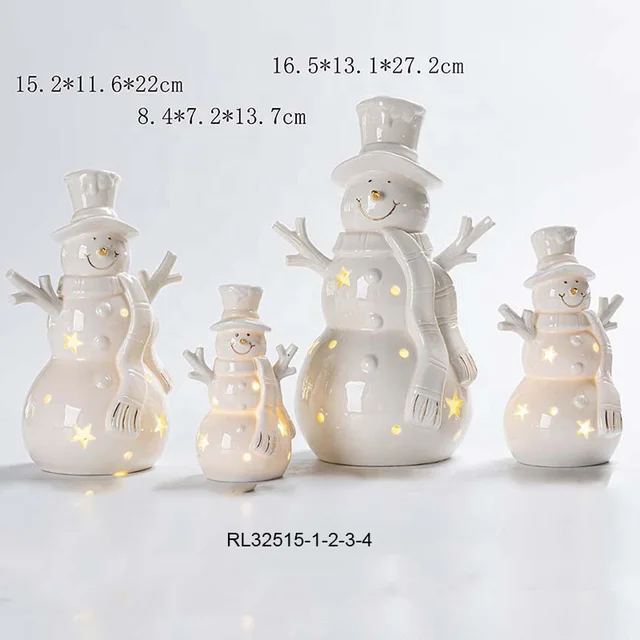 Ceramic Christmas Snowman with LED light snowman