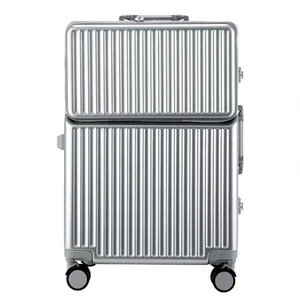 custom logo Women's Men's Universal Front Opening Large Capacity Neoprene Business Carry-On Trolley Suitcase