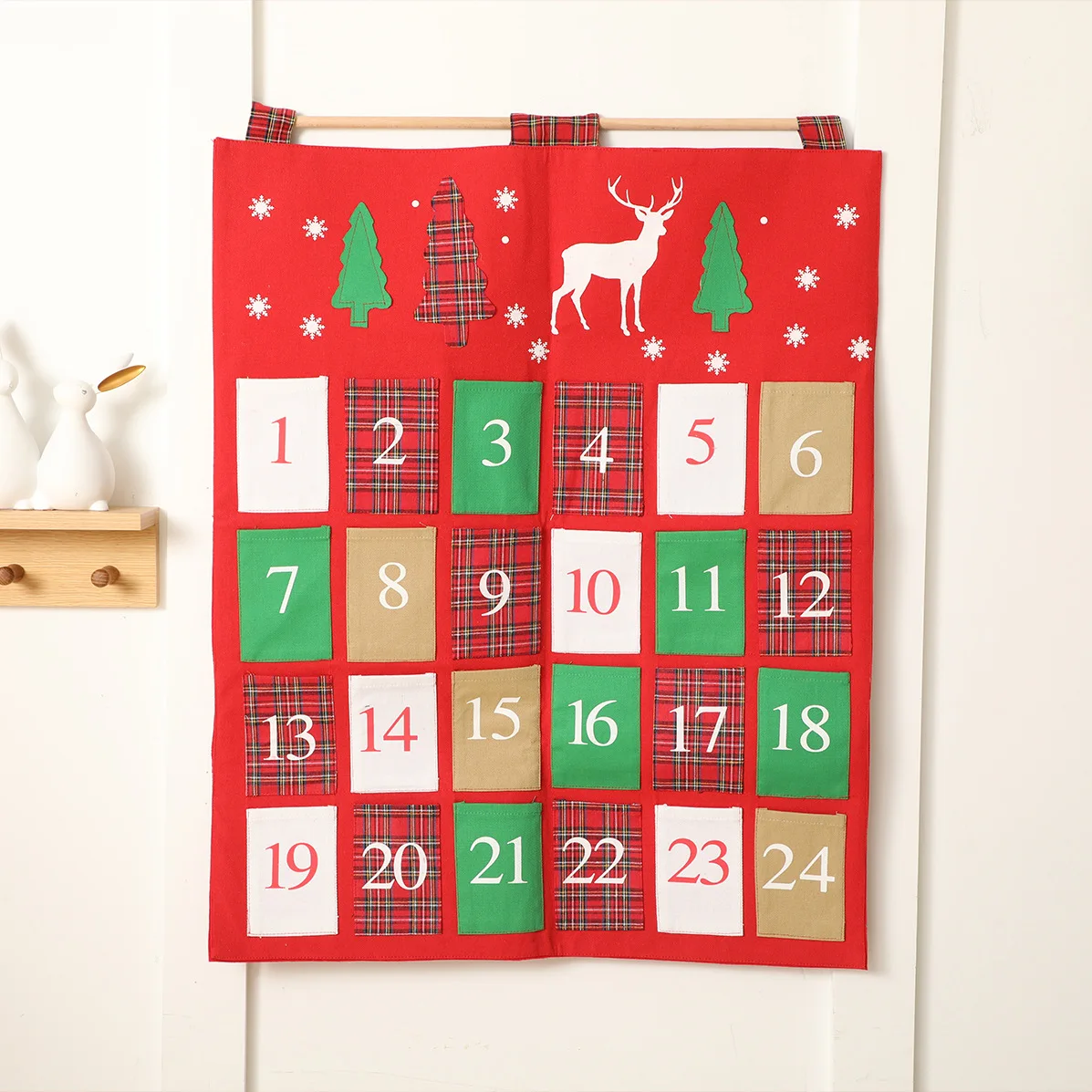 Wall Christmas Advent Calendar 2024 Kids Cotton Canvas Creative