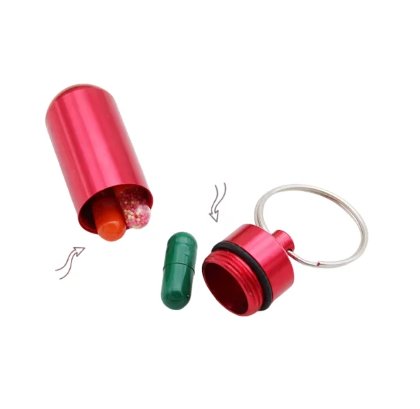 Mini Waterproof Small Medicine Jar First Aid Pill Outdoor Medicine Bottle Aluminum Alloy Keychain