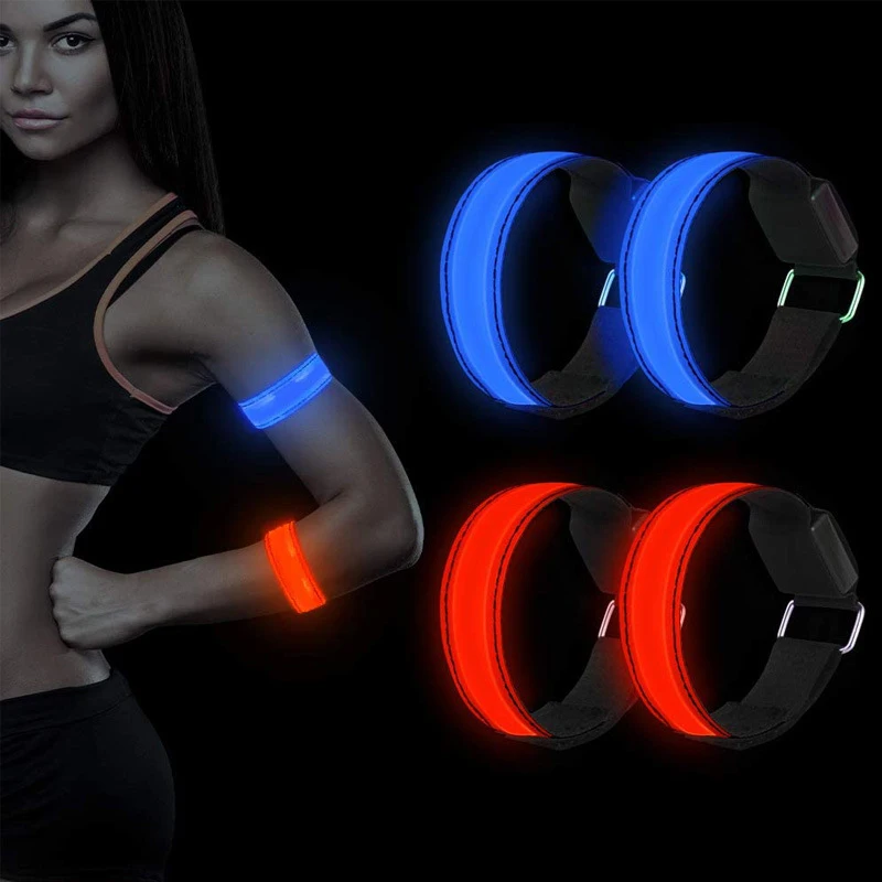 Fluorescent Glow in the Dark Flashing Sport Safety Bracelet Reflective Arm Band Safety Led Wrist Band LED Rechargeable Armband