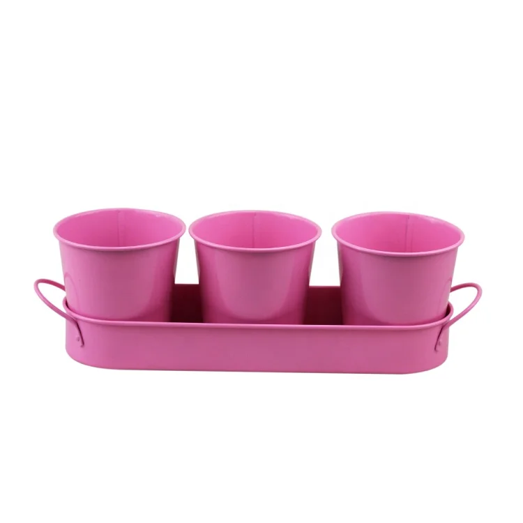 BX Metal Flower Plant Seed Pot Bucket 3 Set Flower Pots