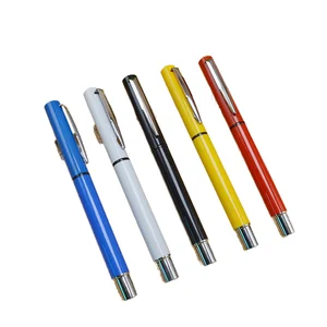 High Quality Advertising Custom Logo Imprint Blue Gel Pen Promotional White Plastic Pen 0.7mm Writing Width Gel Ink Refill