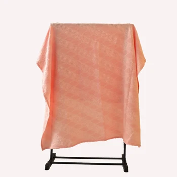 Non Iron Peach Snugly Customizable  Moroccan Diamond Washed Cotton Yarn-dyed Jacquard Blanket Tucked in