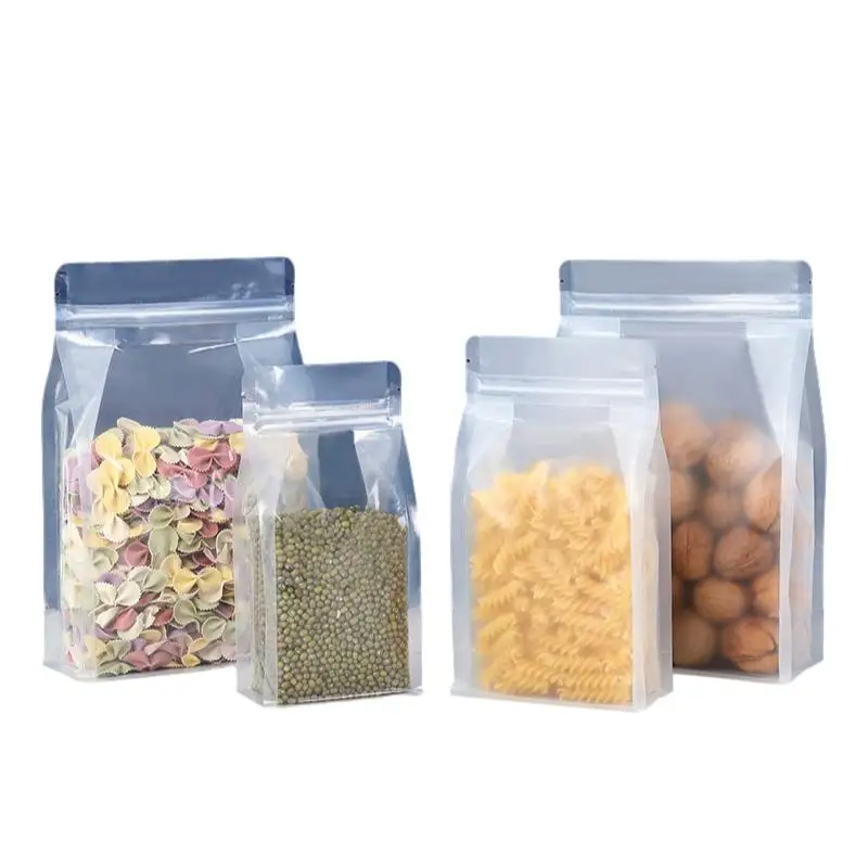 Stock Printing Transparent Square Bottom Octagonal Sealed Packaging Bag 