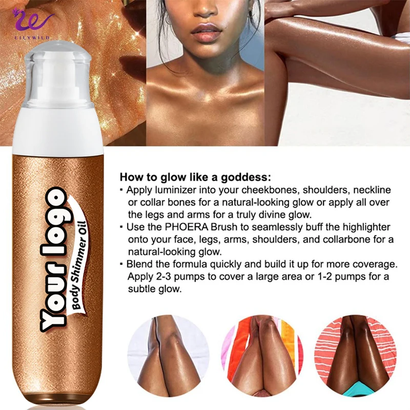 New Formulation Skin-Friendly Shimmer Body Spray 7 Shades Shimmer Cream Vegan Shimmering Body Oil