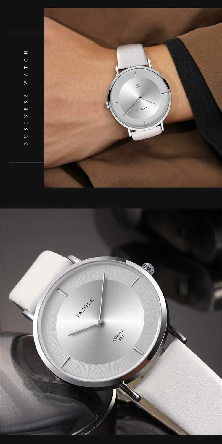 Yazole – montre à quartz unisexe de haute qualité, bracelet en cuir PU original, étanche, lumineuse, Concise, décontractée, usine, 563