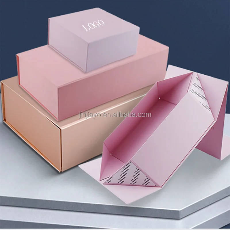 Customized Pink Folding Magnet Box for Shoes Clothing Perfumes Packaging Box Logo Custom Box Gift factory