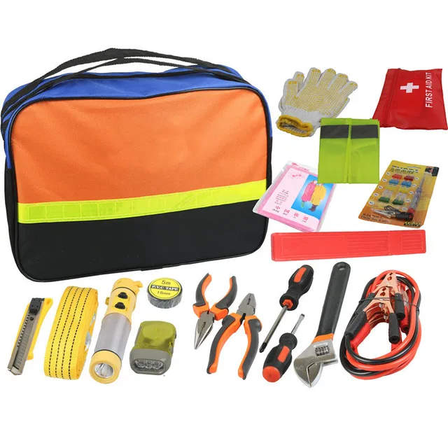 NEOBRISKEN 18 Pieces Emergency Kit for Utility Vehicle Accompanying Car Pack Outdoor Herramientas Manual Tool Box Hand Tools