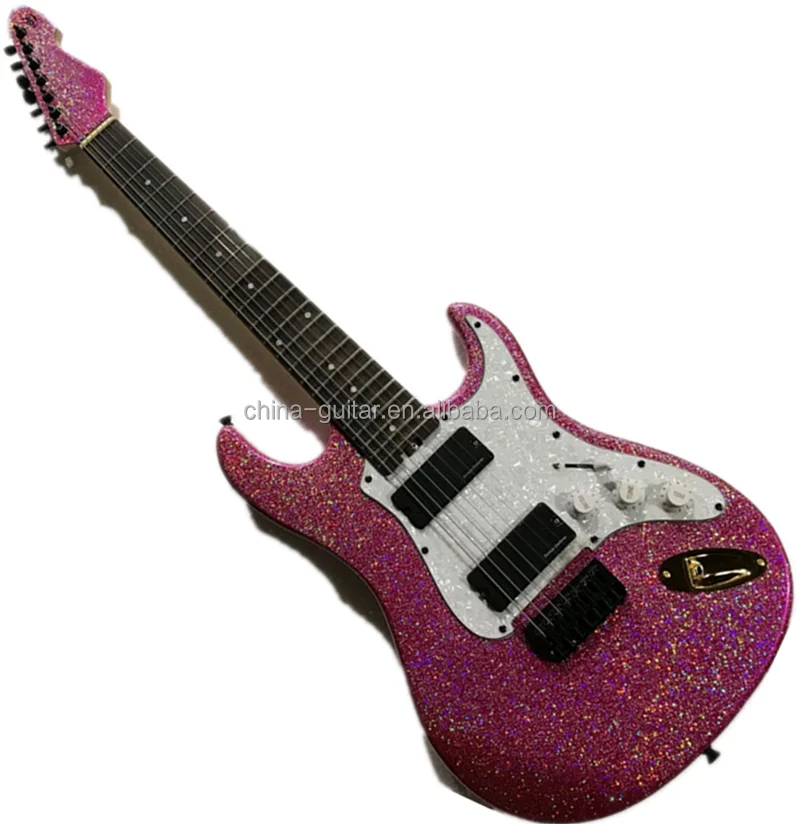 pink 7 string guitar