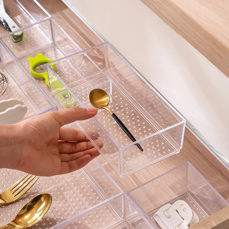 Organizer Per Cassetti 7 Pezzi - Divisori In Plastica Trasparente Impilabili - Per Cucina, Ufficio, Bagno