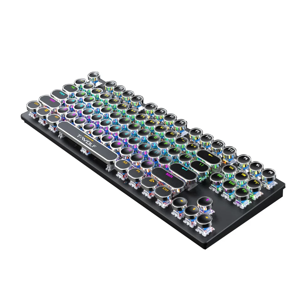 T12 T75 Colorful Backlit Gaming Keyboard 104 Keys Running Light rainbow RGB Mechanical Game Keyboard