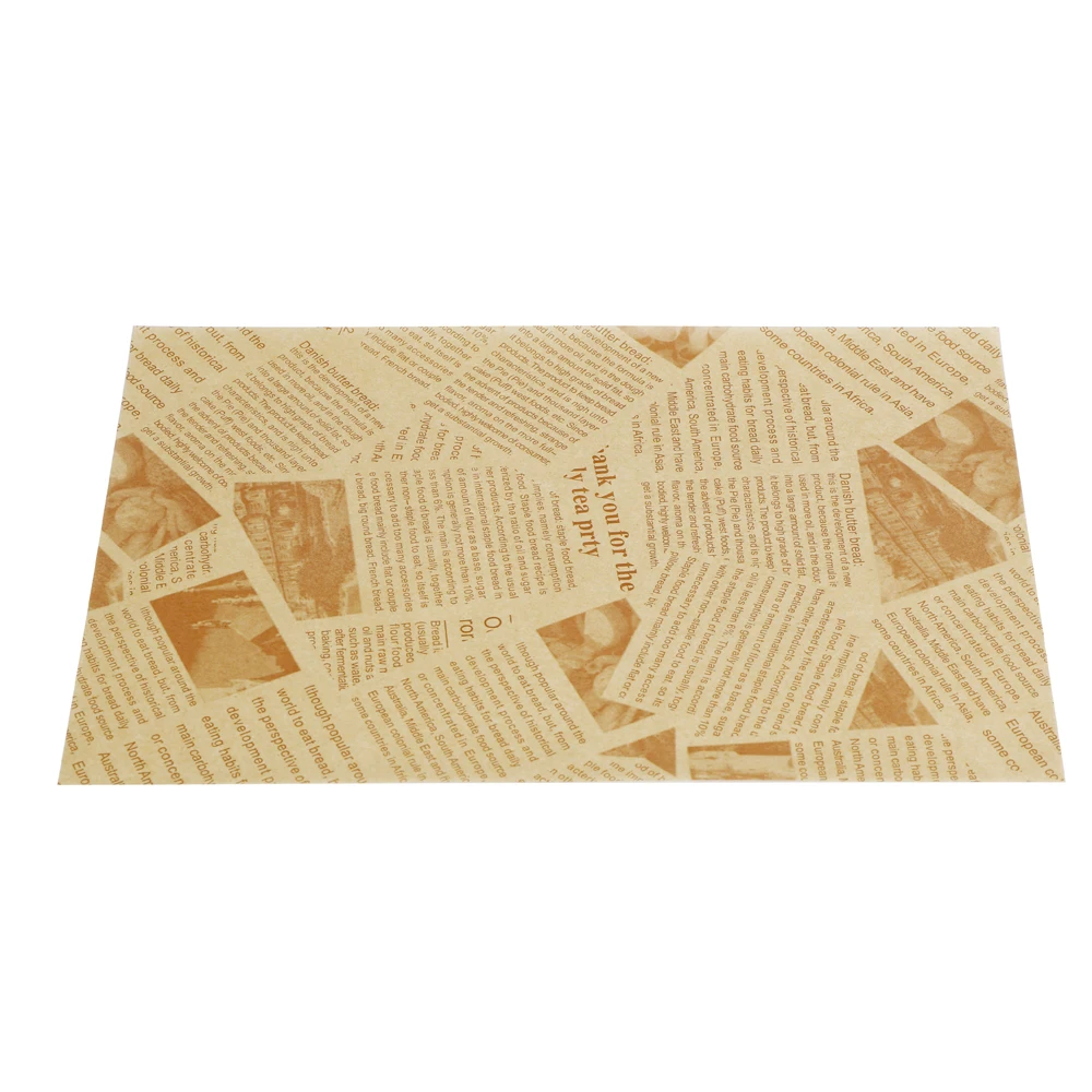 OEM Custom Printed Logo Food Grade Restaurant Custom Greaseproof Paper Fast Food Wax Pe Wrapping Paper