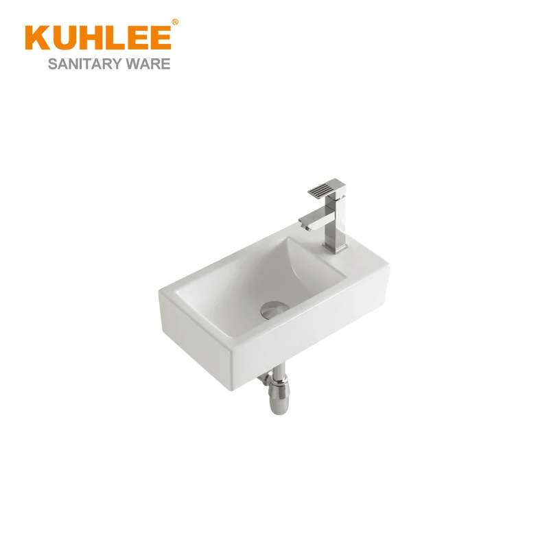 Rectangular Shape Wash Hand Water Basin Easy Clean Square Ceramic White Wall Hung Sink